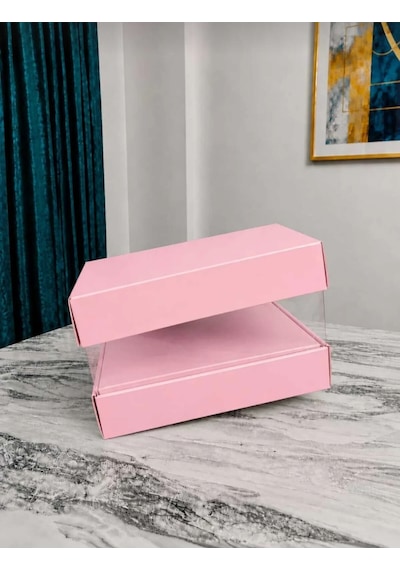 Asetat Gelin & Damat Çeyiz Bohça Kutusu Toz Pembe Küçük Boy 1 Adet 23,5 23,5 15cm