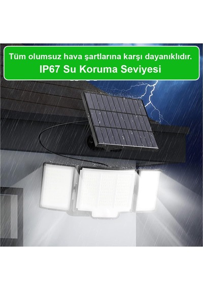348 Ledli, Güneş Enerjili, Hareket Sensörlü, 3 Taraflı Aydınlatma/gt-sl30
