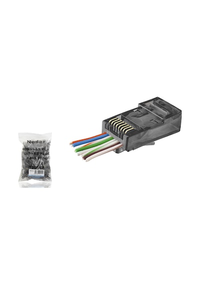 Cat6 Ez Rj45 Konnektör - 100 Adet Siyah / Ekonomik Poşet Paket Nd2410