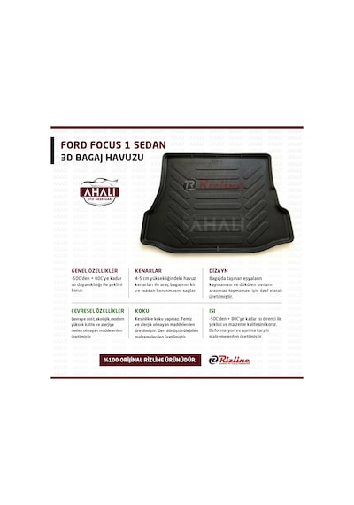 Rizline Ford Focus 1 Sedan 1999-2005 3D Bagaj Havuzu+Araç Kokusu