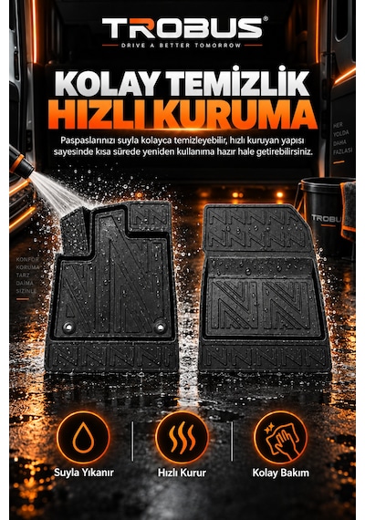 Citroen Berlingo Panelvan 2015 Karbon Desenli Premium 3d Havuzlu Oto Paspas 2 Parça Ön Takım