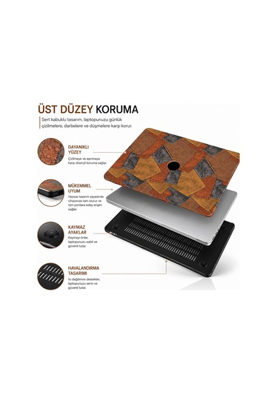 Macbook Air 13.6 Kılıf M2-m5 A2681 A3113 A3240 A3449 Sert Hard Case Açık Kahverengi