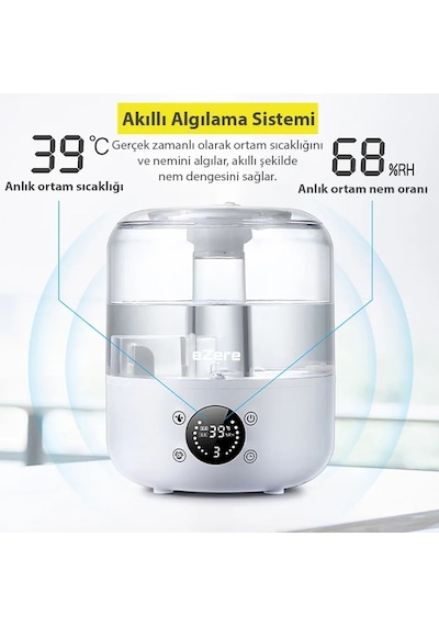 Ezere Th-413 Akıllı Dijital Hava Nemlendirici 3l Kapasite Dokunmatik Panel Uzaktan Kumanda Sessiz Çalışma- 5775