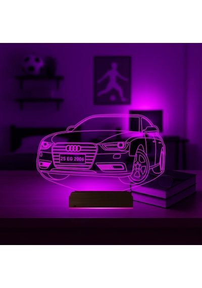 Luvivia Audi Tasarım Kişiye Özel 3d Lamba - Masa Gece Lambası Şeffaf