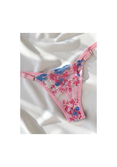 La Linaa Violet Çiçek Desenli Tanga Külotlu Sütyen Takım Pembe - 591611016 Pembe