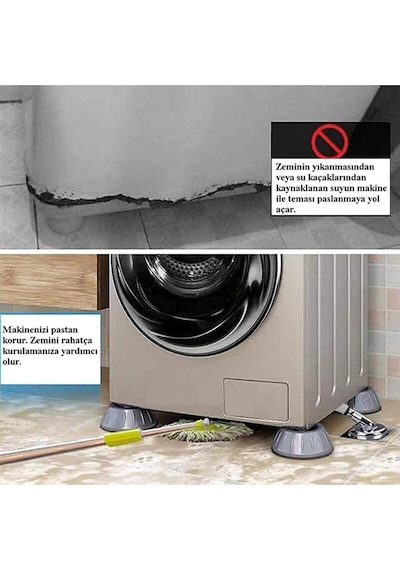 Çamaşır Makinesi Titreşim Önleyici Mobilya Yükseltici Kaydırmaz Vantuzlu Stoper Set 4 Adet Diğer