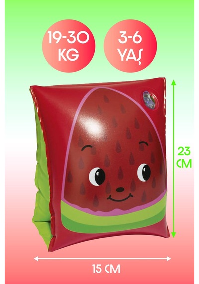 Şişme Deniz Havuz Kolluk 3-6 Yaş Meyve Desenli Çocuk Yüzme Kolluğu 19-30 Kg