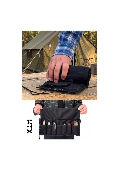 Rollpack Siyah Organizer 7 Bölmeli Outdoor/makyaj/alet/bıçak Çantası