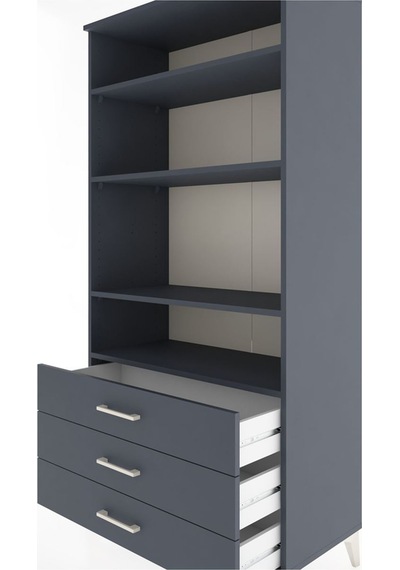 Hyperion Dolap Tek Raflı 7 Çekmeceli 88x44x182 Antrasit-antrasit Antrasit