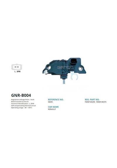 ALTERNATOR KONJEKTOR 12V RENAULT CLIO - MEGANE - MASTER/DACIA LOGAN BENZINLI 150 AMP L. DFM GENON GNR-B004
