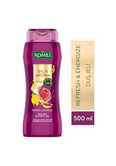, Komili Rich Aroma Refresh&energize Kalıcı Parfüm Etkili Duş Jeli 500ml, F3100219-002, Mor Acai Üzümü