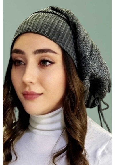 Tezzgelsin Kadın Kışlık Triko Örgü Bere Ve Boyunluk Füme