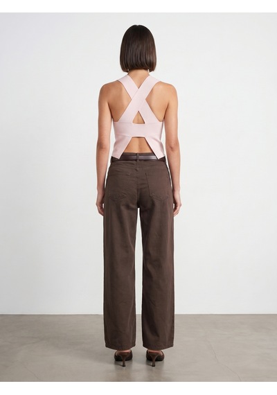Dilvin 72323 Lyocell Karışımlı Wide Leg Jean-kahve