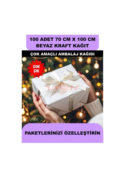 100 Adet 70cm X 100cm 120 Gr. Çift Yönlü Beyaz Kraft Ambalaj Kağıdı, Hediye Ürün Paketi, Çocuk Etkinlik Kağıdı