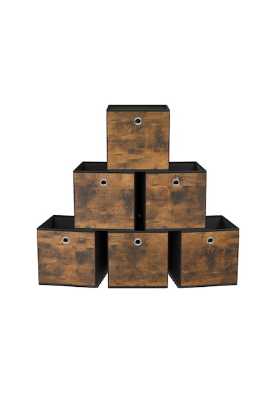 Lexroo Saklama Kutusu, 6'lı Set, Düzenleme Kutuları, Dokusuz Kumaş, Katlanır Kutu, 26 X 26 X 28 Cm Çok Renkli