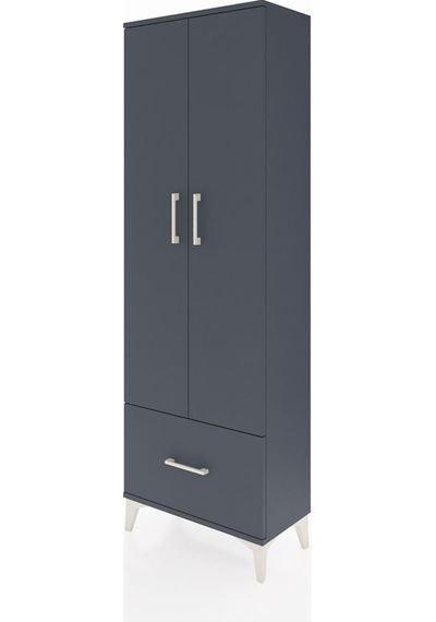Arges Dolap 4 Raflı Tek Çekmeceli 2 Kapaklı 60x30x182 Antrasi... Antrasit