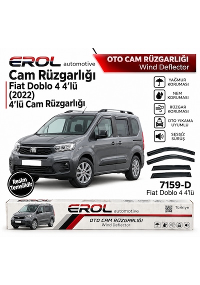 Fiat Doblo 4 2022 4'lü Mugen Cam Rüzgarlığı Siyah