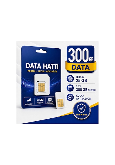 Turkcell 300 Gb 1 Yıllık Tek Ödeme M2m Data Hattı Güvenlik Kamerası Sim Kartı