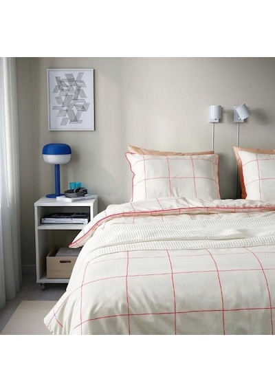 Ikea Bredvecklare Tek Kişilik Nevresim Takımı 150 X 200 Cm Beyaz - Pembe
