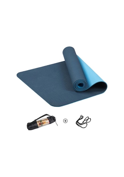 Tpe Pilates & Yoga Minderi 6 MM Taşıma Çantalı Çift Renkli Yoga Mavi Standart Mavi