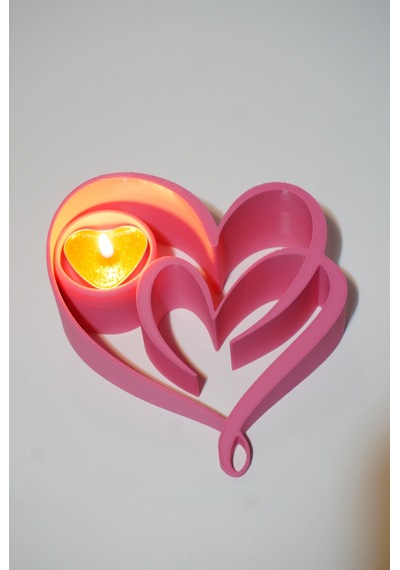Kalp Şeklinde Pembe Mumluk Sevgililer Günü Hediyeliklik Dekoratif Mumluk Biblo 14 Cm