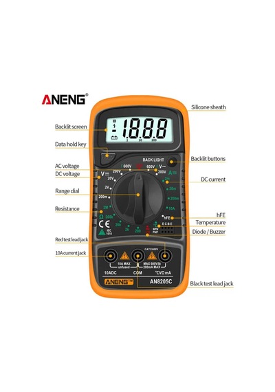 Aneng An8205c Dijital Multimetre Sarı