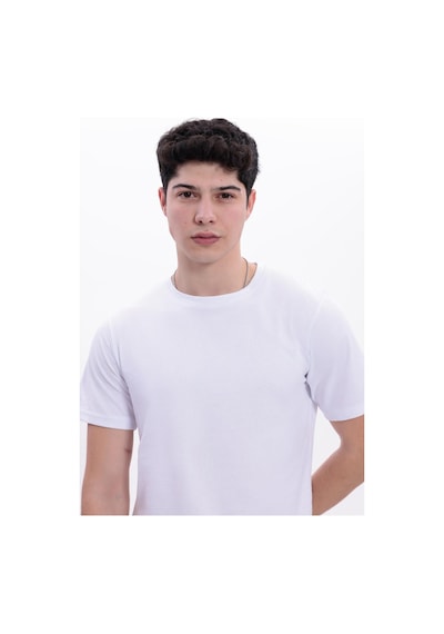 Freemen Erkek/unisex Bisiklet Yaka Basic Tişört %100 Pamuk Beyaz