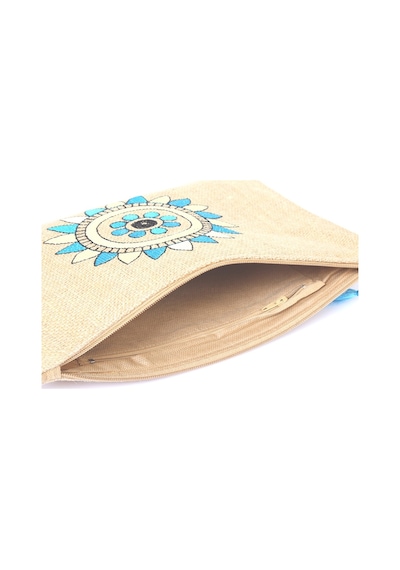Ju Yaratıcı Tasarım Hasır Kadın Portföy & Clutch Çanta Mavi