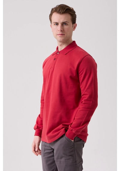 Galanthus Polo Sweat Uzun Kollu Pamuklu Sweatshirt İş Ve Günlük Kullanım İçin Bordo