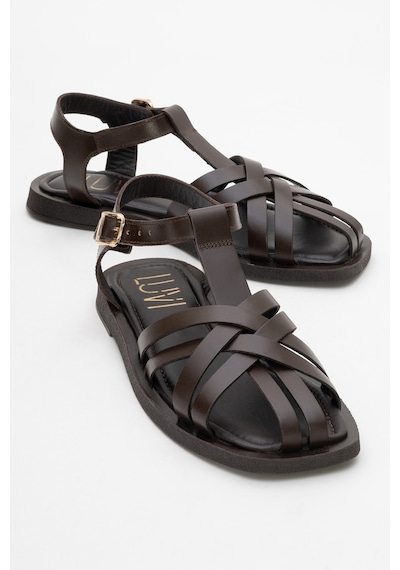 Luvishoes Luvi Shoes Andres Kahverengi Hakiki Deri Kadın Sandalet Kahverengi