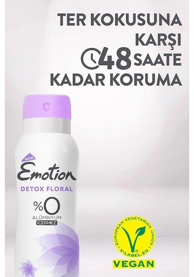 Detox Floral Kadın Alüminyumsuz Vegan Deodorant, 4x150 Ml, Hızlı Kurur, Leke Bırakmaz