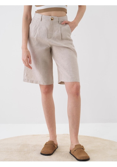 Xint Naturel %100 Keten Oversize Şort 275434