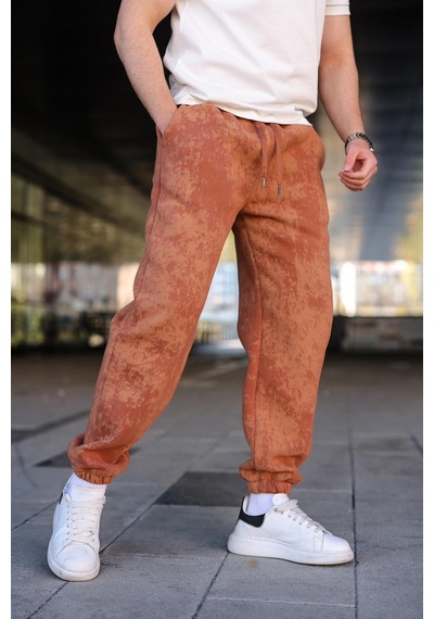 Madmext Kahverengi Batik Desenli Jogger Eşofman Altı E6582 Kahverengi