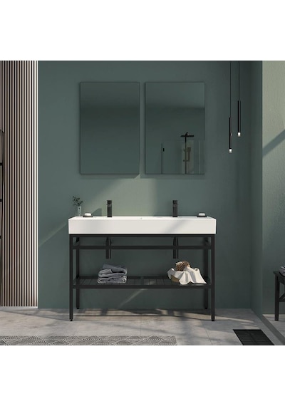 Orka Capetown 120 Takım Beyaz Lavabo Mat Sıyah 5003247 Diğer
