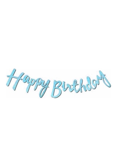 Happy Birthday Kaligrafi Banner Mavi110x20 Cm Tüm Yaşlar