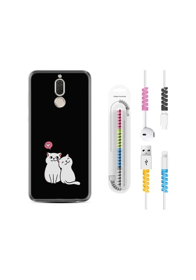 Huawei Mate 10 Lite Kılıf Kablo Koruyuculu Love Cats 1690