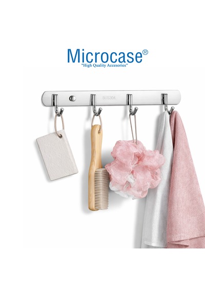 Microcase Duvara Monte Paslanmaz Çelik 4 Askılıklı Elbise Ve Eşya Askılığı Al5712 Gümüş