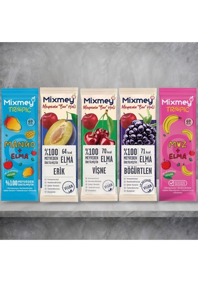 Meyve Barı Böğürtlen/vişne/erik/muz+elma/mango+elma 20 Gr X 5 Adet