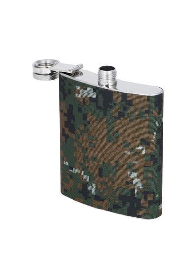 Kamuflaj Kaplamalı Paslanmaz Çelik İçki Matarası Bardak & Açacak Seti 8 Oz 240 Ml Kamp Outdoor Boy Yeşil