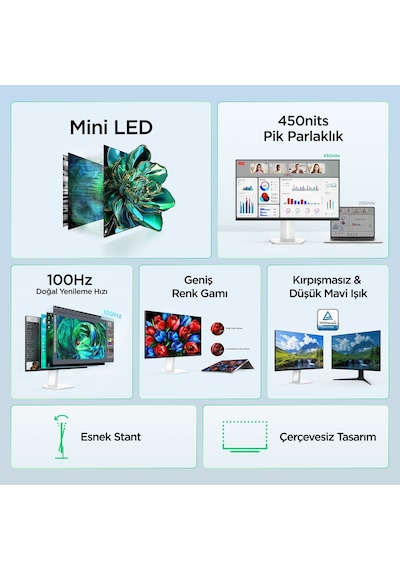 TCL 24G54 24 İnç FHD Mini LED Monitör, 100 Hz, HDR400, 5 ms GTG, %99 sRGB