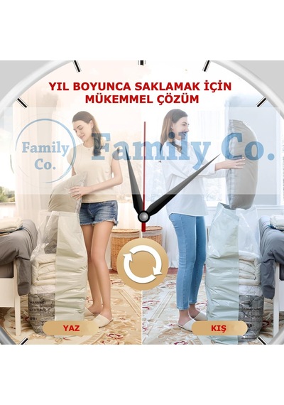 Family Co.3'lü Paket Ekstra Büyük Küp Vakumlu Hurç Saklama Şeffaf