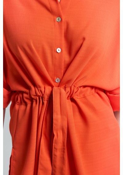 Beli Bağlamalı Kimono Gömlek - Oranj-137292