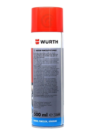 Würth 3x Motor Temizleyici Sprey 500 Ml Su Gerekmez Çok Renkli
