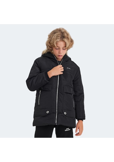 Slazenger CAMELIA Çocuk Kapüşonlu Siyah Mont & Kaban