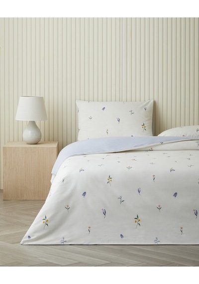 English Home Flowery Kolay Ütülenir Çift Kişilik Nevresim Takımı 200x220 Cm Mavi - Yeşil Mavi - Yeşil