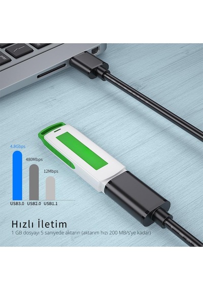 Essager 2 Metre Dişi-erkek Usb Uzatma Kablosu, Yazıcı, Harddisk, Veri Aktarım, Şarj Uzatma Kablosu 1 Adet