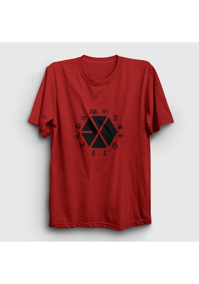 Presmono Unisex Symbols Logo Exo T-shirt Kırmızı