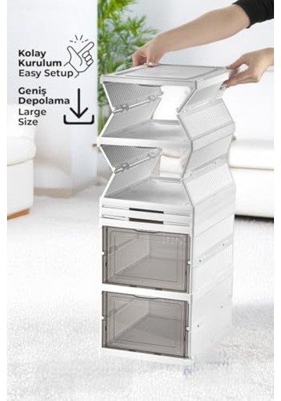 Coverest 6 Katlı Katlanabilir Organizer, Çok Amaçlı Ayakkabılık, Taşınabilir Portatif, 25.5 X 34.5 X 105 Cm Beyaz Açık Ceviz Coverest 6 Katlı Katlanabilir Organizer, Çok Amaçlı Ayakkabılık, Taşınabilir Portatif, 25.5 X 34.5 X 105 Cm Beyaz Açık Ceviz