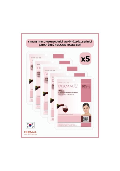 Dermal Sıkılaştırıcı Şarap Özlü Kolajen Maskesi 5 x 23 G