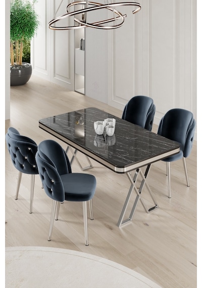 Canisa Rigel Serisi 80x130 Lak Panel Siyah Mermer Desen Masa Takımı Krom Ayaklı 4 Antrasit Sandalye Masa Siyah Mermer Desen Sandalye Antrasit Canisa Rigel Serisi 80x130 Lak Panel Siyah Mermer Desen Masa Takımı Krom Ayaklı 4 Antrasit Sandalye Masa Siyah Mermer Desen Sandalye Antrasit
